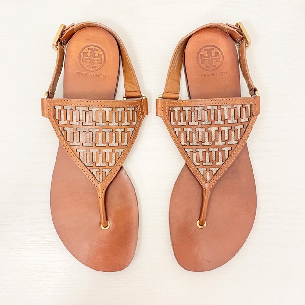 Tory Burch Regan Leather Thong Sandal Flat Size 10